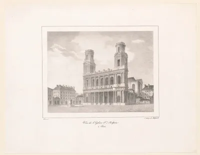 Zicht op de kerk Saint-Sulpice in Parijs