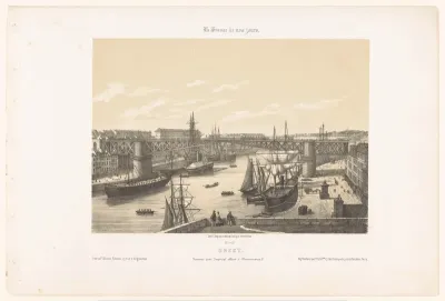 Zicht op de nieuwe brug over de rivier Penfeld in Brest