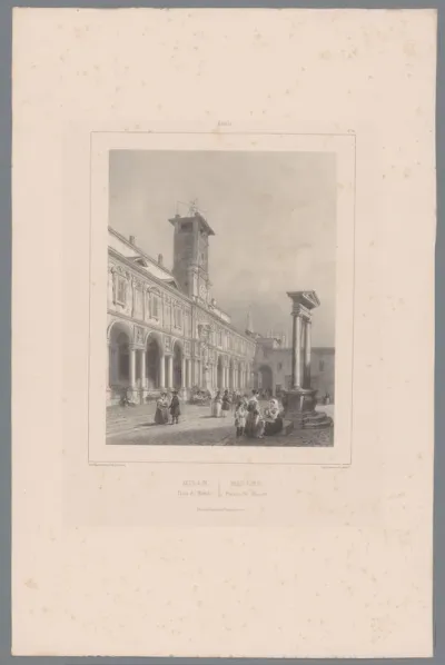 Zicht op de Piazza Mercanti in Milaan
