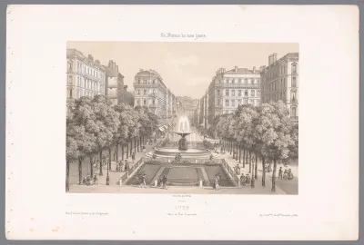 Zicht op de Place en de Rue Impériale te Lyon