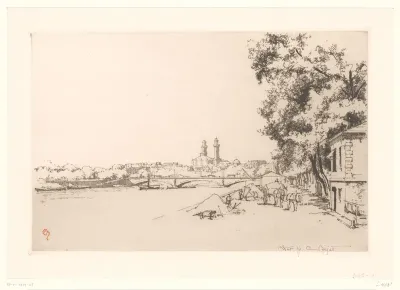Zicht op de Pont d'Alma in Parijs