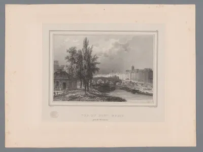 Zicht op de Pont Marie vanaf het Île Louviers in Parijs
