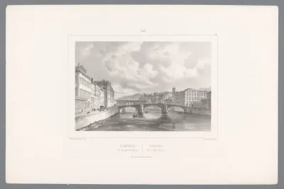 Zicht op de Ponte Santa Trinita te Florence