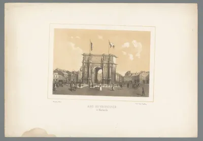 Zicht op de Porte d'Aix in Marseille