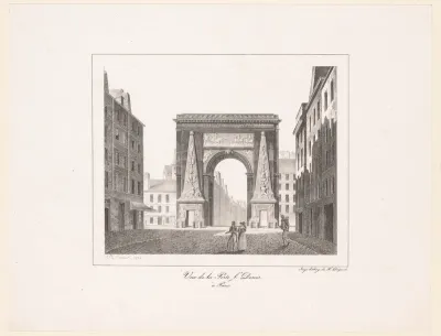 Zicht op de Porte Saint-Denis in Parijs