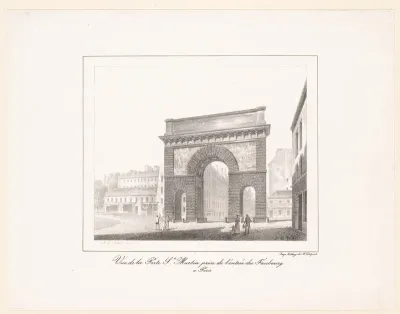 Zicht op de Porte Saint-Martin aan de noordzijde van Parijs