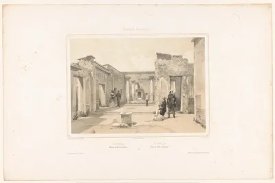 Zicht op de ruïne van een huis in Pompeï