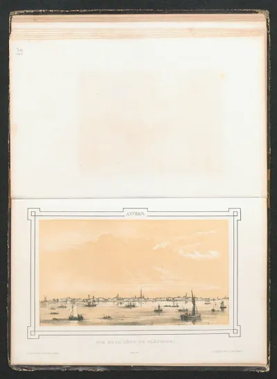 Zicht op de stad en rede van Antwerpen vanuit het Vlaams Hoord (Linkeroever)