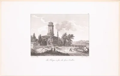 Zicht op de stoommachine van Gros-Caillou