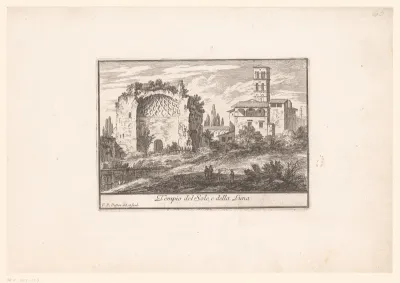 Zicht op de Tempel van de Zon en de Maan in Rome