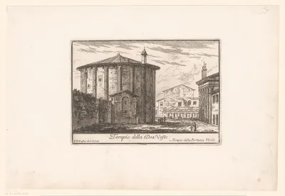 Zicht op de Tempel van Vesta