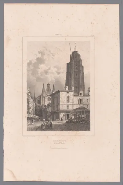 Zicht op de toren en de Basilique Saint-Michel te Bordeaux