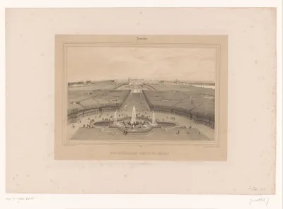 Zicht op de tuinen van Versailles