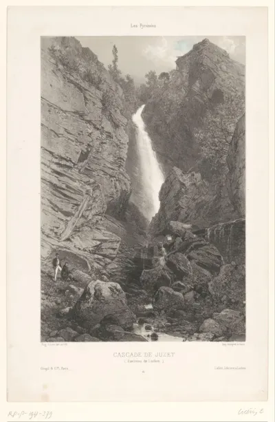 Zicht op de waterval van Juzet