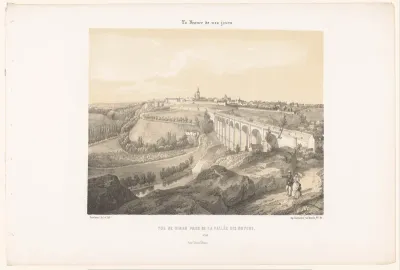 Zicht op Dinan en het viaduct over de rivier de Rance