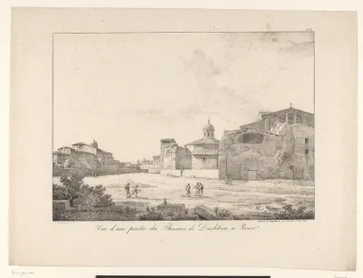 Zicht op een deel van de Thermen van Diocletianus te Rome