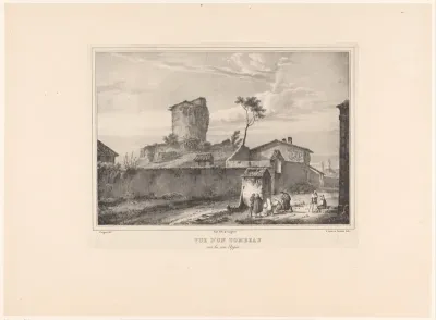 Zicht op een grafmonument aan de Via Appia