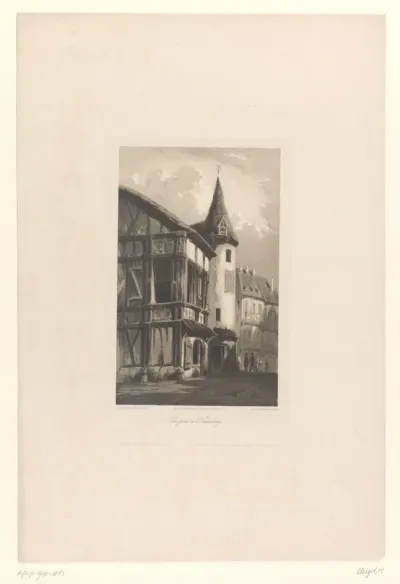 Zicht op een huis met toren in Neurenberg