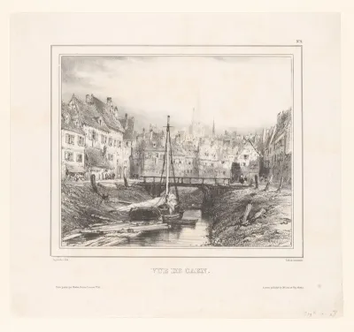 Zicht op een kanaal in Caen