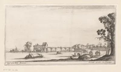 Zicht op een rivier met brug