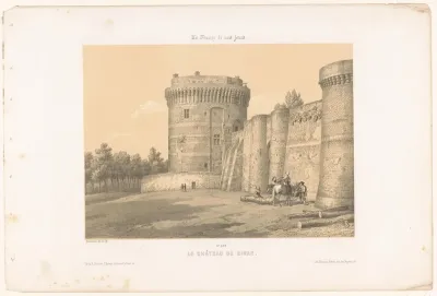 Zicht op een van de torens van het kasteel van Dinan