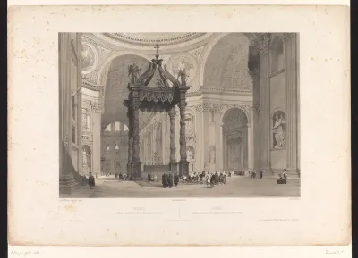 Zicht op het baldakijn van Bernini in de Sint-Pietersbasiliek in Rome