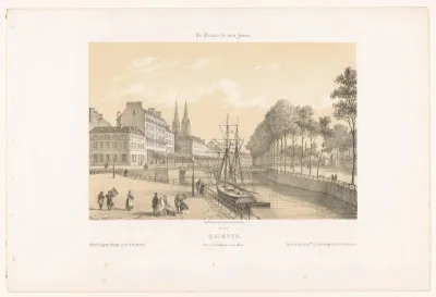 Zicht op het gebouw van de prefectuur en de kade in Quimper
