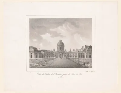 Zicht op het Institut de France vanaf de Pont des Arts in Parijs