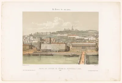 Zicht op het Justitiepaleis en de heuvel van Fourvière in Lyon
