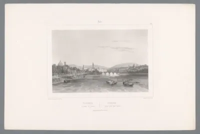 Zicht op het Parco delle Cascine vanaf de Arno in Florence