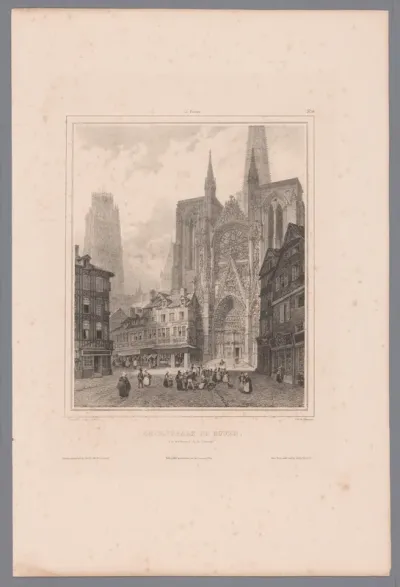 Zicht op het Portail de la Calende van de Onze-Lieve-Vrouwekathedraal te Rouen