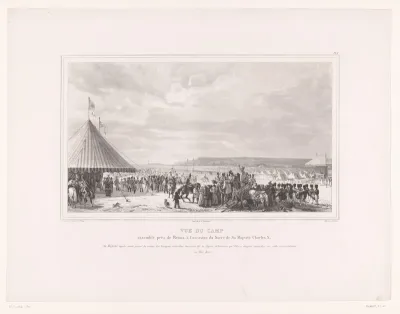 Zicht op het tentenkamp, opgericht ter gelegenheid van de kroning van Karel X van Frankrijk