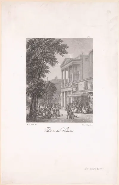 Zicht op het Théâtre des Variétés in Parijs