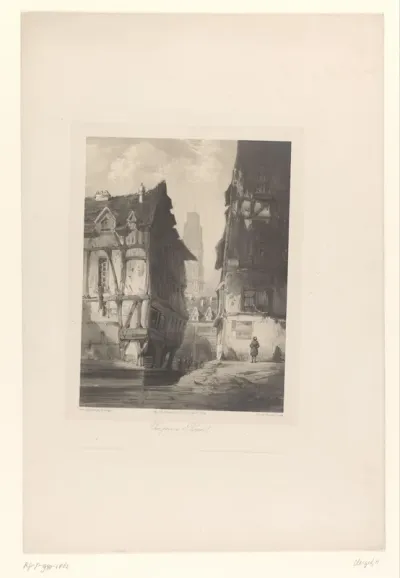 Zicht op huizen en de kathedraal in Rouen