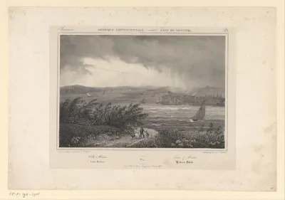 Zicht op rivier en de stad Hudson