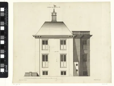 Zijaanzicht van buitenhuis De Nes te Vreeland