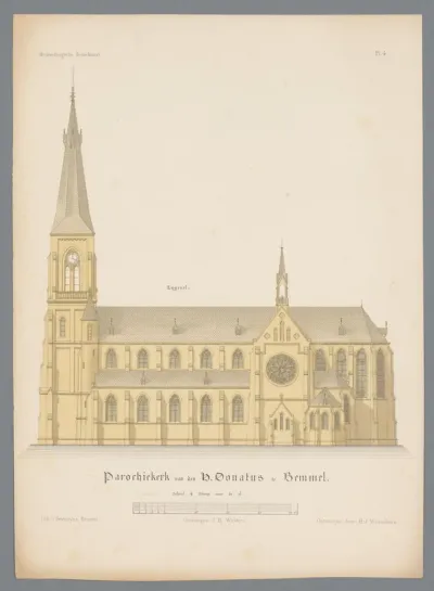 Zijaanzicht van de kerk van de H. Donatus