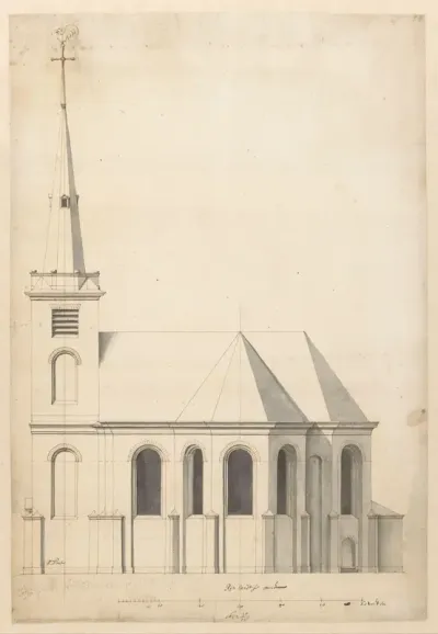 Zijaanzicht van een kerk