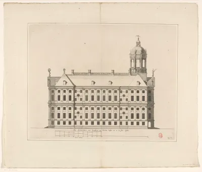 Zijgevel (zuidzijde) van het Stadhuis op de Dam