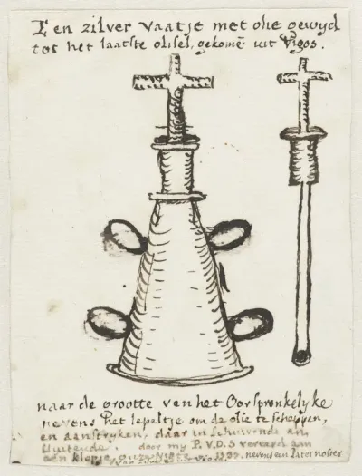 Zilveren vaatje met olie, 1737