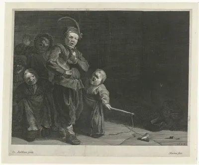 Zingende kinderen met rommelpot en tol