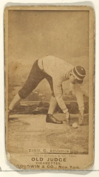 Zinn, Catcher, Philadelphia Athletics, from the Old Judge series (N172) for Old Judge Cigarettes