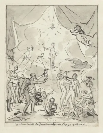Zinnebeeldige voorstelling van de intocht der Geallieerden in Parijs, 31 maart 1814