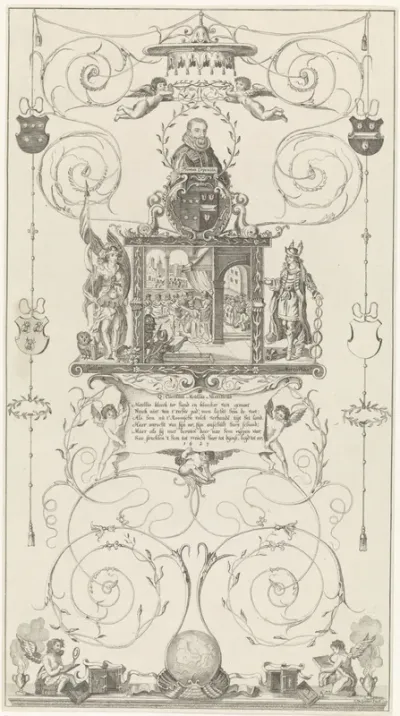 Zinneprent met ballingschap van Hugo de Groot