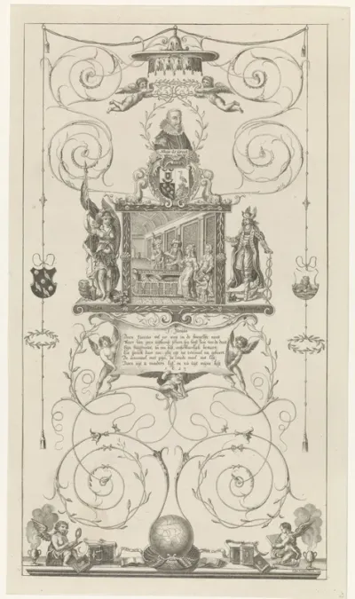 Zinneprent met gevangenneming van Hugo de Groot