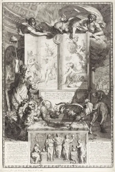 Zinneprent op de overwinning van Nederland onder het leiderschap van Willem III, 1674