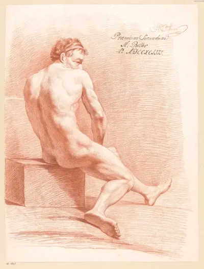 Zittend mannelijk naakt, op de rug gezien (2e prijs 1794)