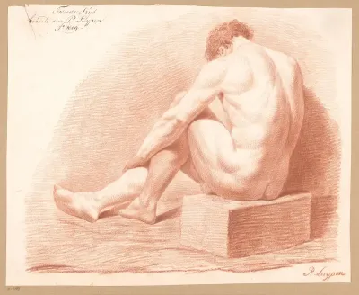 Zittend mannelijk naakt, op de rug gezien (2e prijs 1809)