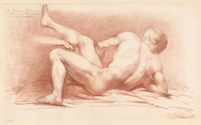 Zittend mannelijk naakt, op de rug gezien (3e prijs 1789)