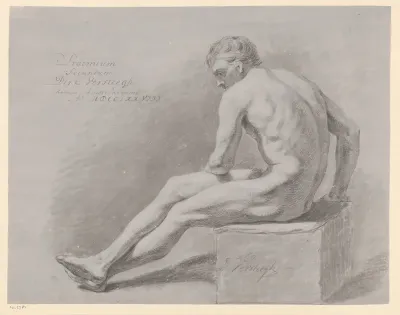 Zittend mannelijk naakt, van opzij gezien (2e prijs 1778)